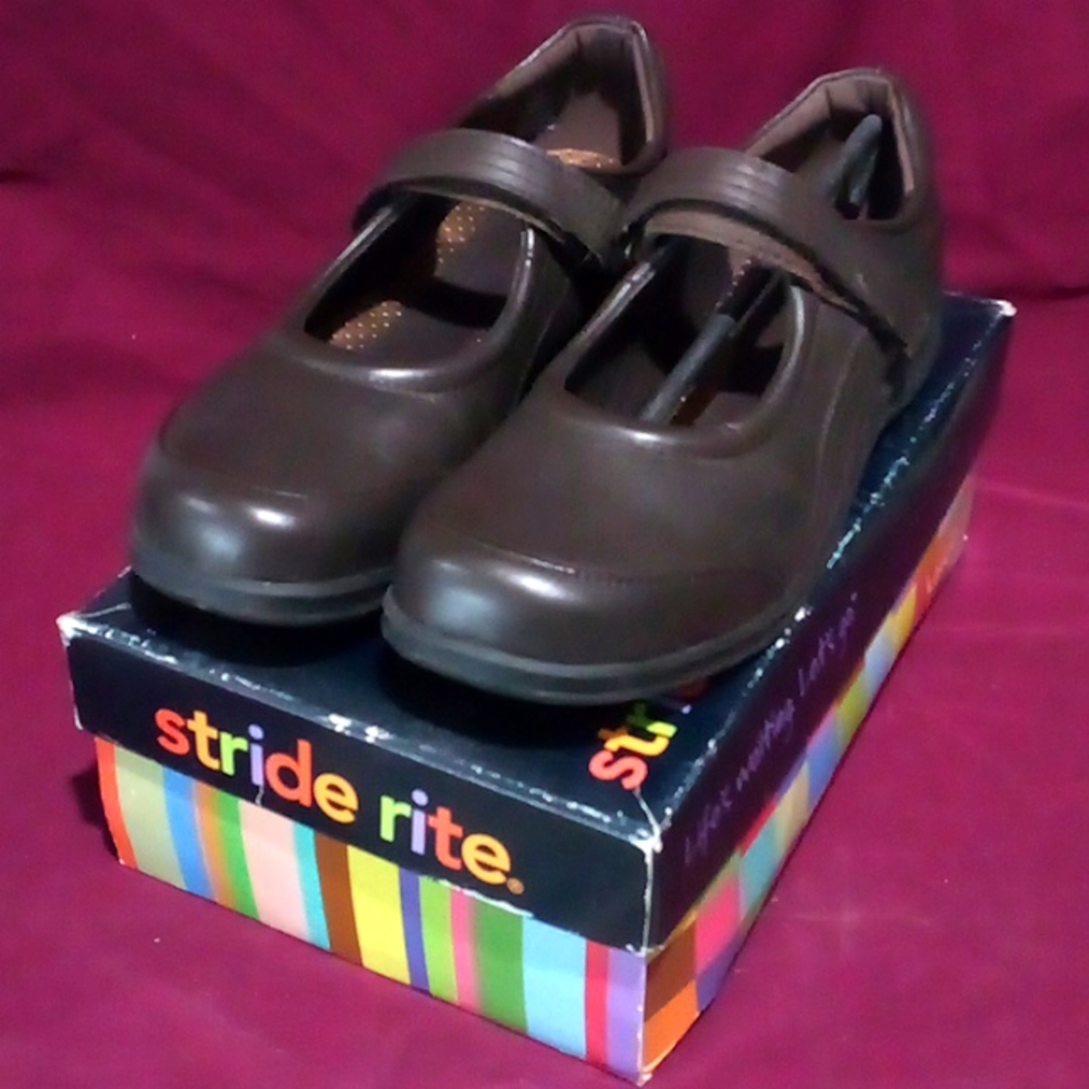 Girl's Stride Rite Genuine Brown Leather Mary Jane School Uniform Shoes